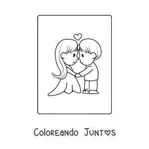Imagen para colorear de una pareja de enamorados