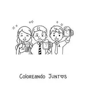 Imagen para colorear de un brindis de Año Nuevo