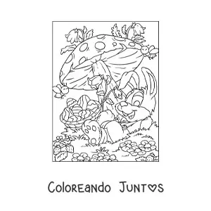 Imagen para colorear del conejo de pascua en primavera