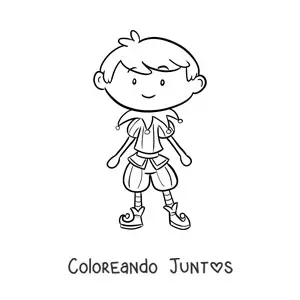 Imagen para colorear de un niño disfrazado de carnaval