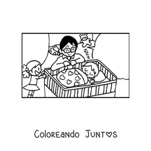 Imagen para colorear de un papá durmiendo a su hijo