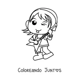 Imagen para colorear de una chica rockera con una guitarra eléctrica