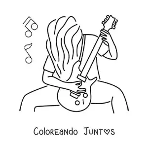 Imagen para colorear de un rockero tocando una guitarra eléctrica