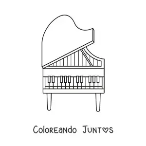 Imagen para colorear de un piano de cola abierto