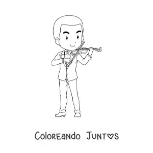 Imagen para colorear de un chico violinista