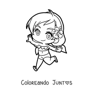 Imagen para colorear de una chica kawaii estilo anime en bikini