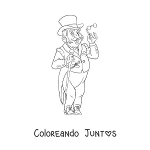 Imagen para colorear de un caballero elegante vintage con sombrero de copa