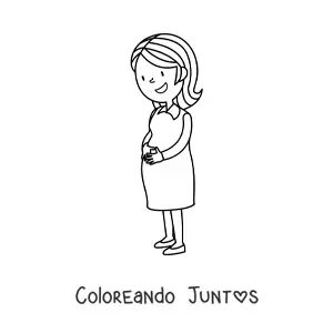 Imagen para colorear de una mujer embarazada feliz