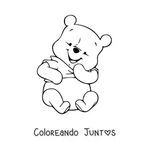 Imagen para colorear de Winnie Pooh bebé sonriente