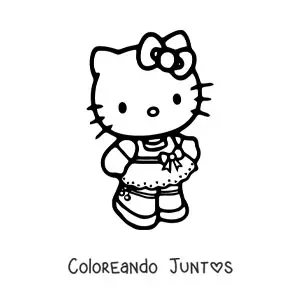Imagen para colorear de Hello Kitty usando un vestido