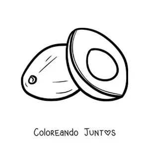 Imagen para colorear de un aguacate partido junto a un aguacate entero