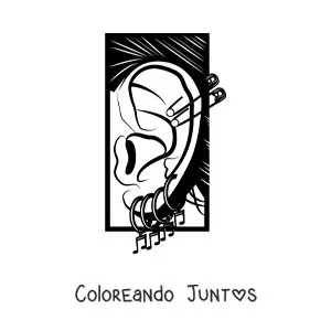 Imagen para colorear de una oreja humana decorada con piercings