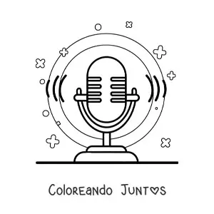 Imagen para colorear de un micrófono antiguo de radio