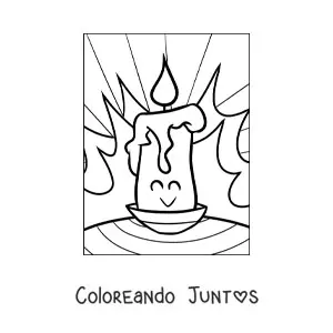 Imagen para colorear de vela animada
