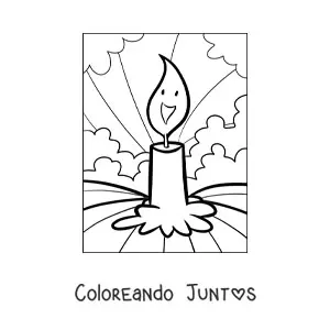 Imagen para colorear de vela con llama animada