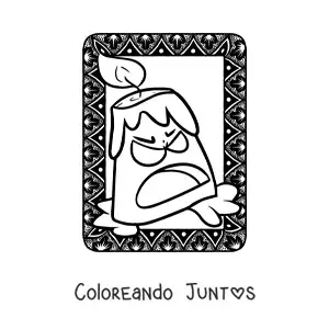 Imagen para colorear de vela animada de Halloween asustando