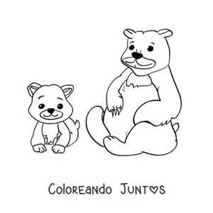 Imagen para colorear de una familia de osos sentados