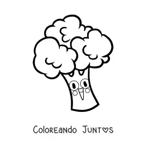 Imagen para colorear de un brócoli animado alegre