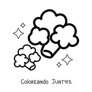 Imagen para colorear de dos trozos de brócoli