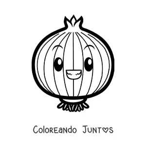 Imagen para colorear de una cebolla animada sonriendo