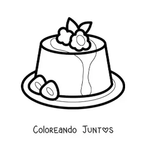 Imagen para colorear de una gelatina con fresas y crema