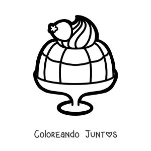 Imagen para colorear de una gelatina con crema en una copa