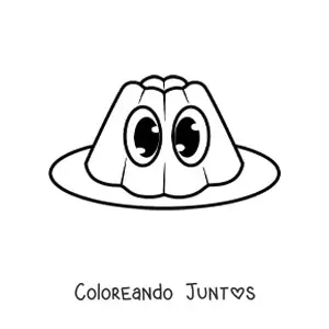 Imagen para colorear de una gelatina kawaii con ojos grandes