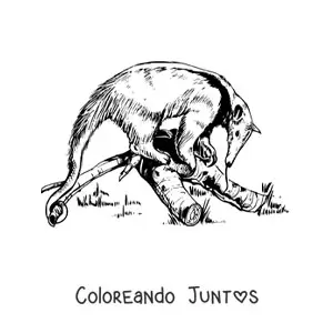 Imagen para colorear de un oso hormiguero realista