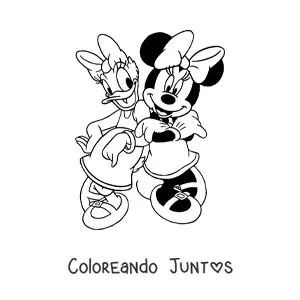 Imagen para colorear de Minnie Mouse y Daisy