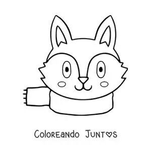 Imagen para colorear de un lobo animado con bufanda