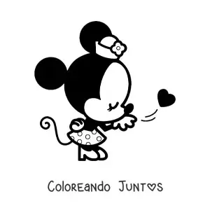 Imagen para colorear de Minnie kawaii soplando un beso