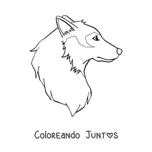 Imagen para colorear de la cabeza de lobo de perfil