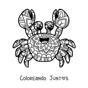 Imagen para colorear de un mandala de cangrejo kawaii
