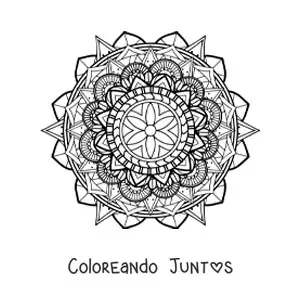 Imagen para colorear de un mandala difícil geométrico