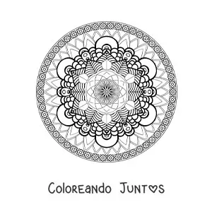 Imagen para colorear de un mandala difícil geométrico