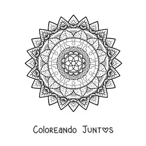 Imagen para colorear de un mandala difícil geométrico