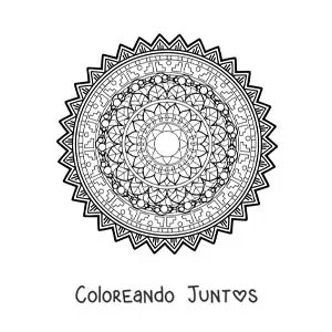 Imagen para colorear de un mandala difícil geométrico