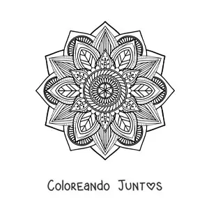 Imagen para colorear de un mandala difícil de la naturaleza