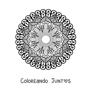 Imagen para colorear de un mandala difícil de la naturaleza