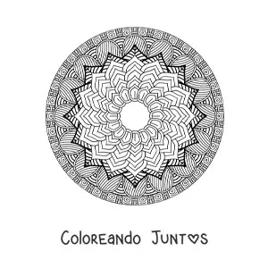 Imagen para colorear de un mandala difícil floral