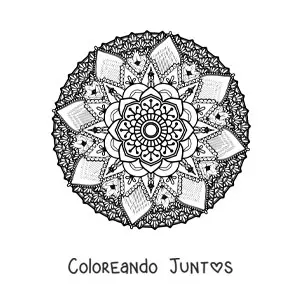 Imagen para colorear de un mandala difícil floral