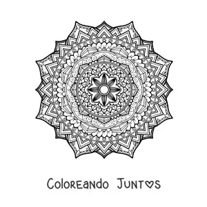 Imagen para colorear de un mandala difícil floral