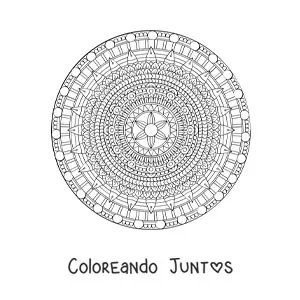 Imagen para colorear de un mandala difícil circular