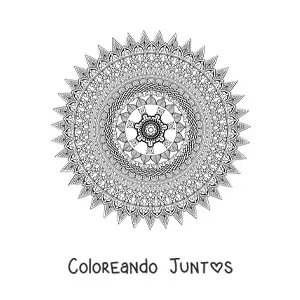 Imagen para colorear de un mandala súper difícil