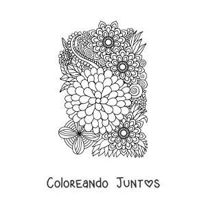 Imagen para colorear de flores estilo Zentangle