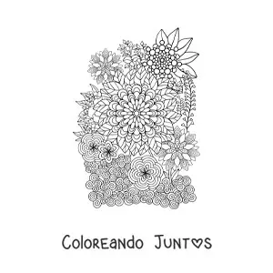 Imagen para colorear de flores estilo Zentangle