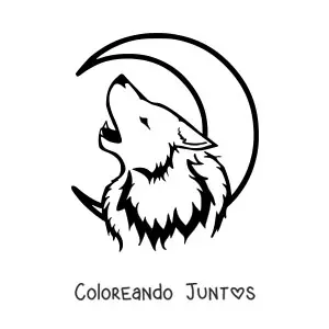 Imagen para colorear de la cabeza de un lobo aullando a la luna