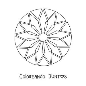Imagen para colorear de un mandala fácil con figuras geométricas