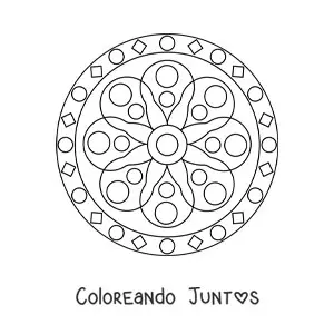 Imagen para colorear de un mandala fácil con figuras geométricas