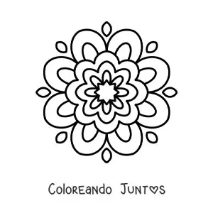 Imagen para colorear de un mandala fácil de flor para niños